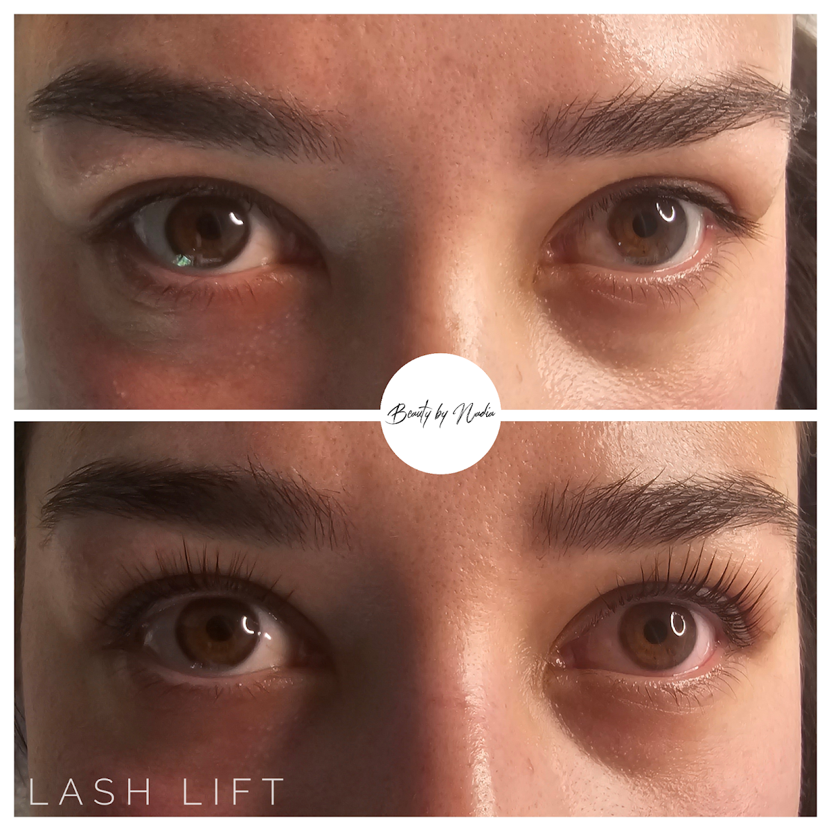 Lash lift before and after