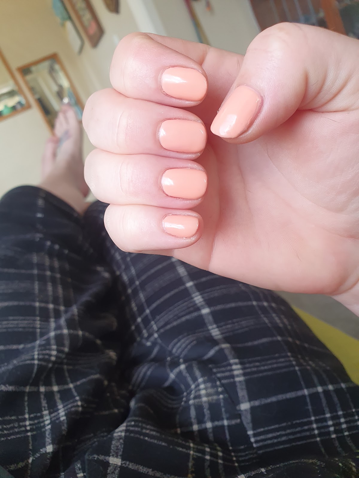 Peach gel nails by Nadia